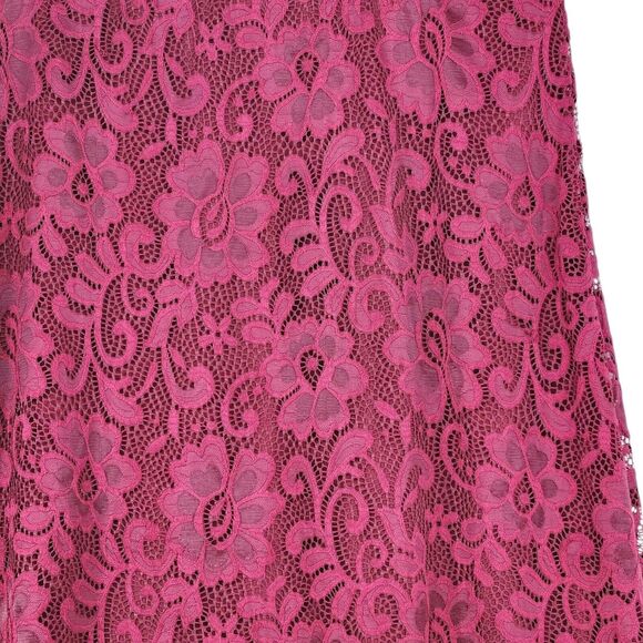 Olivia Blu Long Lace Skirt Large Maroon Floral Lined Stretch Fairy Party Holiday - Picture 2 of 8